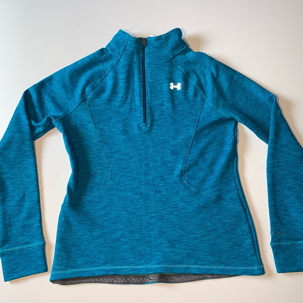 Under Armour Women's Storm Sweater Pullover Size L Long Sleeve Solid Teal/Blue.